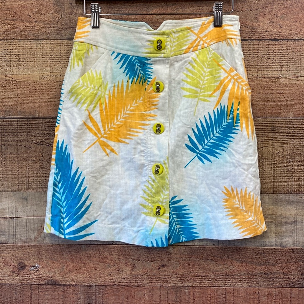 Etcetera Silk & Cotton Tropical Palm Skirt